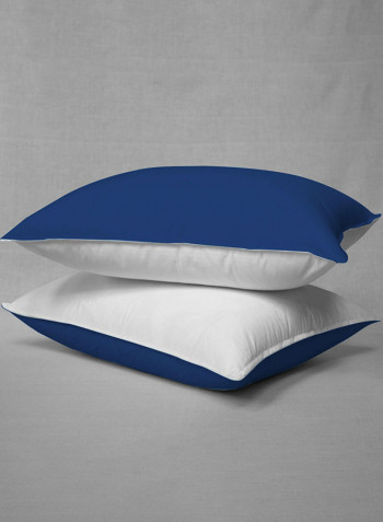3-Piece Reversible Egyptian Cotton Duvet Cover Set Royal Blue /White Super King