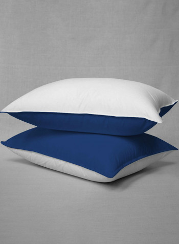 3-Piece Reversible Egyptian Cotton Duvet Cover Set Royal Blue /White Super King