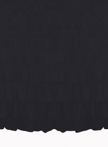 3-Piece Ruffled Egyptian Cotton Duvet Cover Set Black Super King