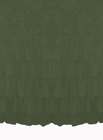 3-Piece Ruffled Egyptian Cotton Duvet Cover Set Olive Green Super King