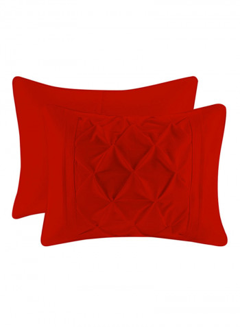 3-Piece Tufted Pattern Egyptian Cotton Duvet Cover Set Red Super King