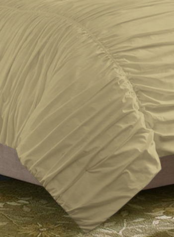 3-Piece Gathered Egyptian Cotton Duvet Cover Set Beige Super King