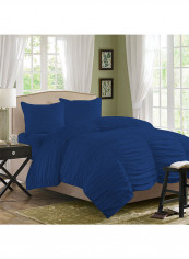 3-Piece Gathered Egyptian Cotton Duvet Cover Set Royal Blue Super King