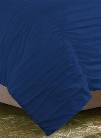 3-Piece Gathered Egyptian Cotton Duvet Cover Set Royal Blue Super King