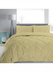 3-Piece Pinch Pleated Egyptian Cotton Duvet Cover Set Beige Super King