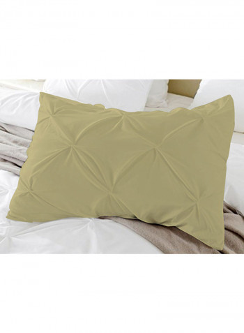 3-Piece Pinch Pleated Egyptian Cotton Duvet Cover Set Beige Super King