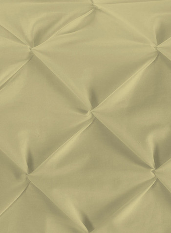 3-Piece Pinch Pleated Egyptian Cotton Duvet Cover Set Beige Super King
