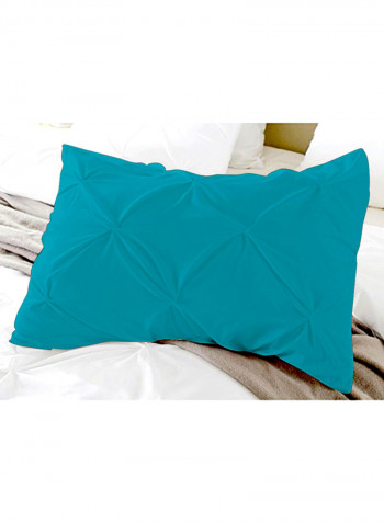 3-Piece Pinch Pleated Egyptian Cotton Duvet Cover Set Turquoise Super King