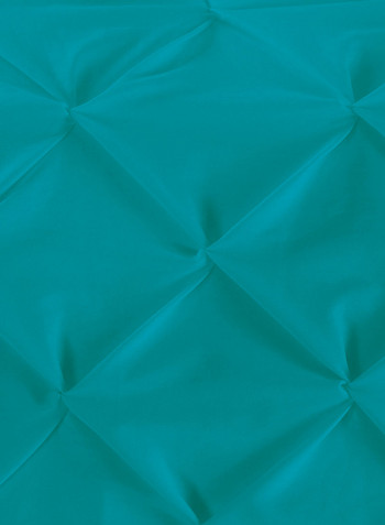 3-Piece Pinch Pleated Egyptian Cotton Duvet Cover Set Turquoise Super King