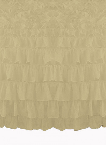 3-Piece Ruffled Egyptian Cotton Duvet Cover Set Beige Super King
