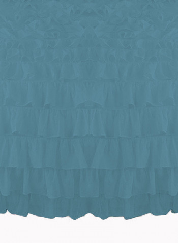 3-Piece Ruffled Egyptian Cotton Duvet Cover Set Blue Super King