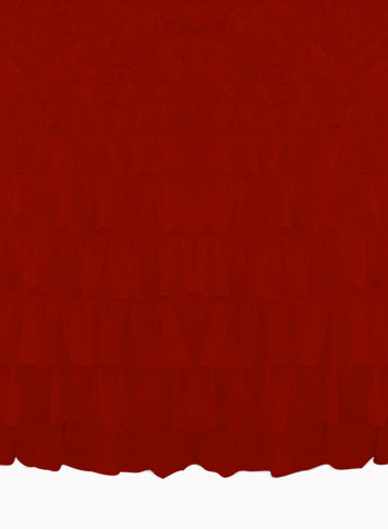 3-Piece Ruffled Egyptian Cotton Duvet Cover Set Red Super King