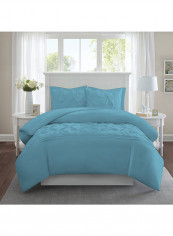3-Piece Tufted Pattern Egyptian Cotton Duvet Cover Set Blue Super King