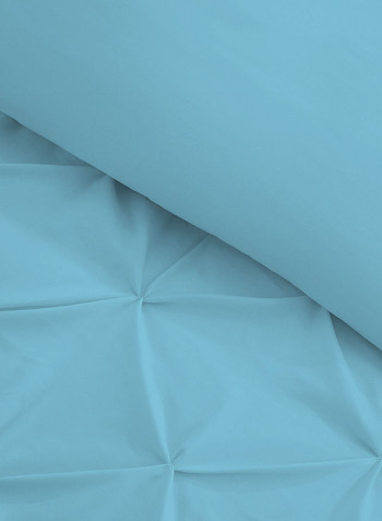 3-Piece Tufted Pattern Egyptian Cotton Duvet Cover Set Blue Super King