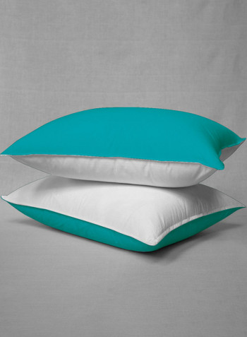 3-Piece Reversible Egyptian Cotton Duvet Cover Set Turquoise/White Super King