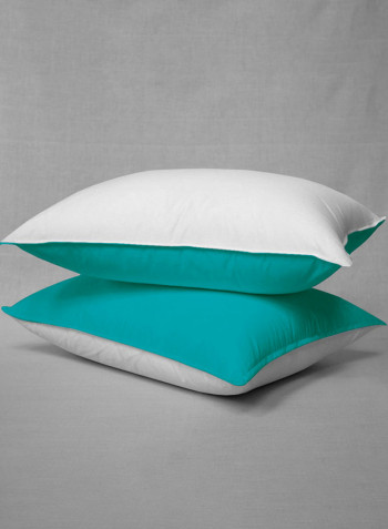 3-Piece Reversible Egyptian Cotton Duvet Cover Set Turquoise/White Super King