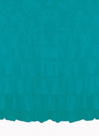 3-Piece Ruffled Egyptian Cotton Duvet Cover Set Turquoise Super King
