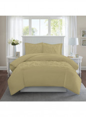 3-Piece Tufted Pattern Egyptian Cotton Duvet Cover Set Beige Super King
