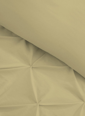 3-Piece Tufted Pattern Egyptian Cotton Duvet Cover Set Beige Super King
