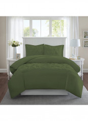 3-Piece Tufted Pattern Egyptian Cotton Duvet Cover Set Olive Green Super King