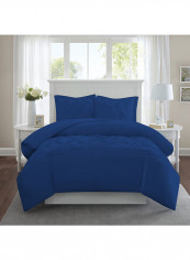 3-Piece Tufted Pattern Egyptian Cotton Duvet Cover Set Royal Blue Super King