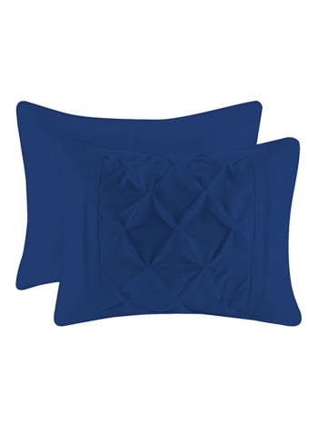 3-Piece Tufted Pattern Egyptian Cotton Duvet Cover Set Royal Blue Super King