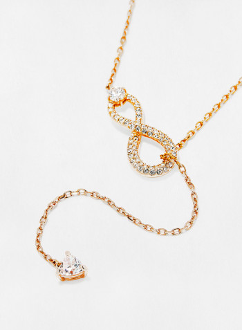 Infinity Y Necklace, White, Rose-gold tone plated