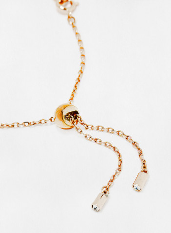 Infinity Y Necklace, White, Rose-gold tone plated