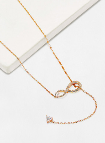 Infinity Y Necklace, White, Rose-gold tone plated