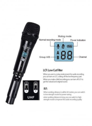 96-Channel Wireless Handheld Transmitter For Microphone System LU-D7120 Black