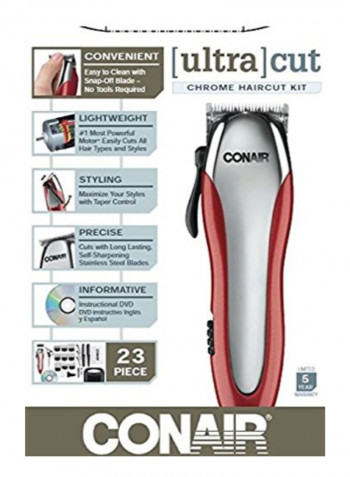 23-Piece Haircut Kit with Detachable Blades Red/Silver