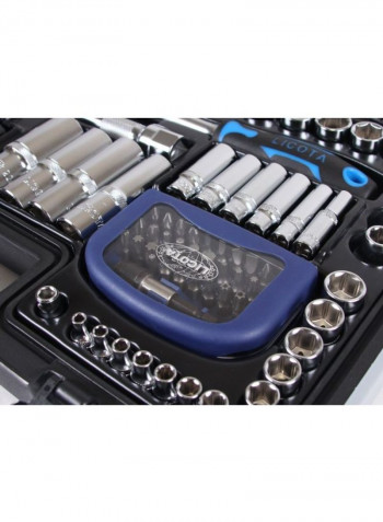 Tool set 1/2 and 1/4 6 sides 98 objects Silver/Blue/Black