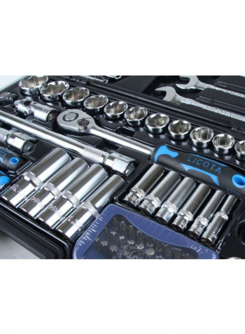 Tool set 1/2 and 1/4 6 sides 98 objects Silver/Blue/Black