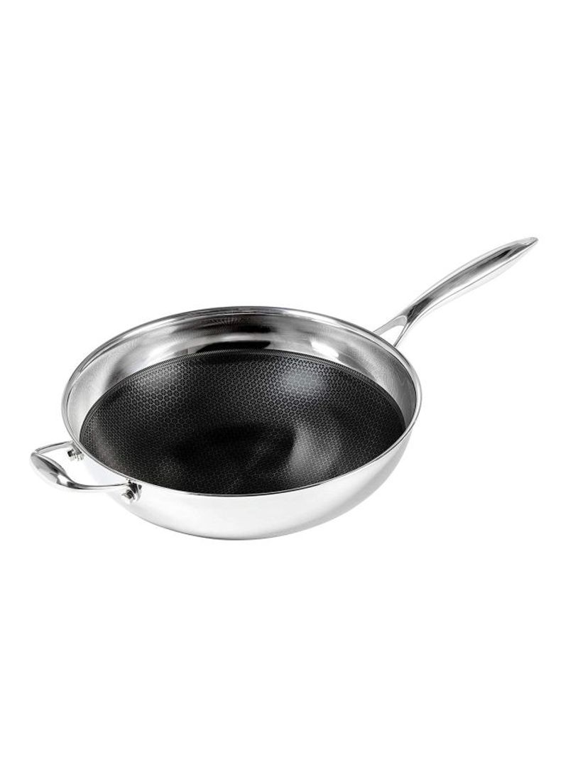 Stainless Steel Wok Pan Silver 12.5inch