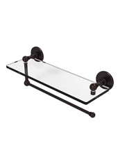 Prestige Skyline Collection Paper Towel Holder with 16 Inch Glass Shelf Antique Bronze Clear/Brown 5x22x0.37inch