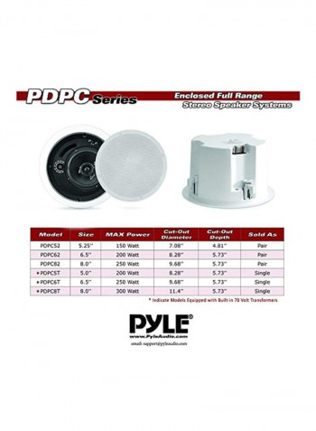 In-Ceiling Enclosed Speaker System PDPC6T White