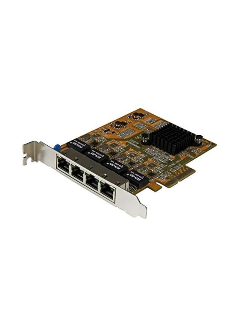4-Port PCIe Gigabit Network Adapter Card Silver/Yellow/Black