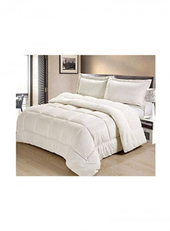3-Piece Comforter Set Polyester Ivory King