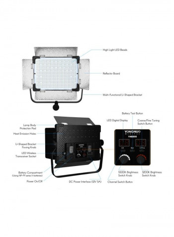 LED Colour Temperature Photography Lamp 41.6x8x41centimeter Black