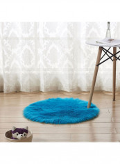 Round Shape Thick Comfy Rug Blue 100centimeter