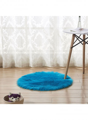 Round Shape Thick Comfy Rug Blue 100centimeter