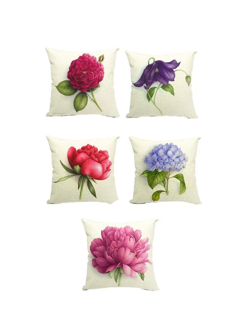 5-Piece Decorative Pillow Cover Pink/Purple/Green 18x18inch