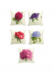 5-Piece Decorative Pillow Cover Pink/Purple/Green 18x18inch