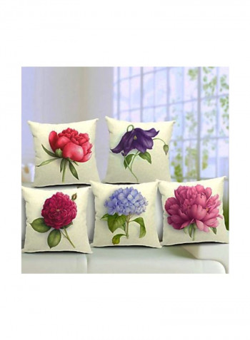 5-Piece Decorative Pillow Cover Pink/Purple/Green 18x18inch
