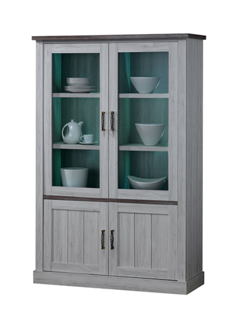 Emily Glass Cabinet Grey 126x190x46centimeter