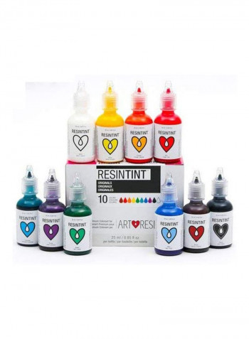 10-Piece Resin Tint Liquid Colour Set Multicolor