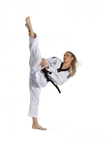 Taekwondo Lady Dobok Uniform - White/Black, 160cm 160cm