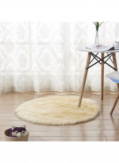 Round Shape Thick Comfy Rug Beige 100centimeter