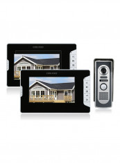 3-Piece Doorbell Intercom System With Monitoring Cameras Black/Silver