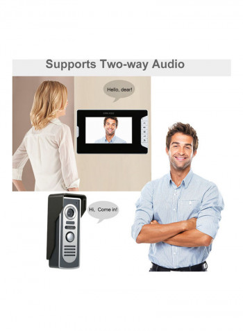 3-Piece Doorbell Intercom System With Monitoring Cameras Black/Silver